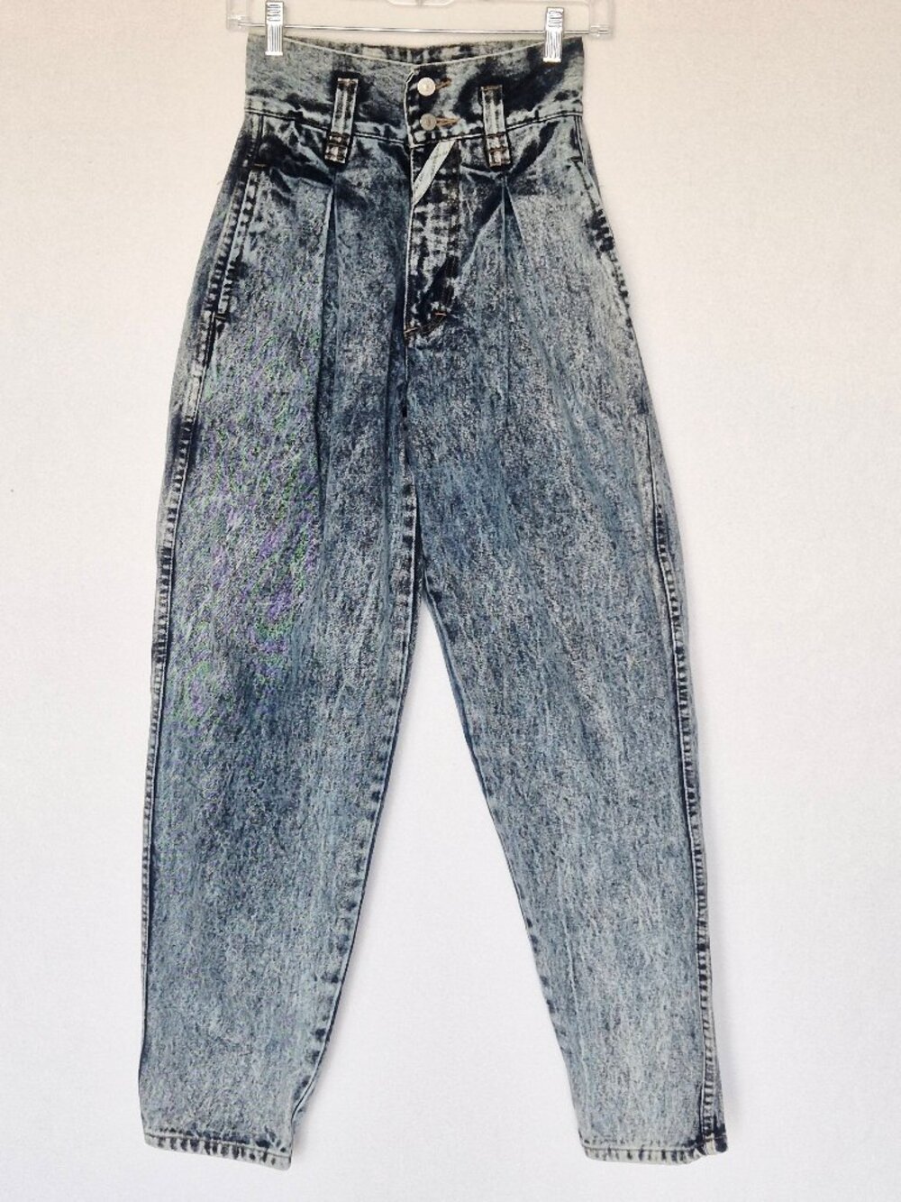 Jordache High Rise Acid Wash Mom Jeans - Light Blue